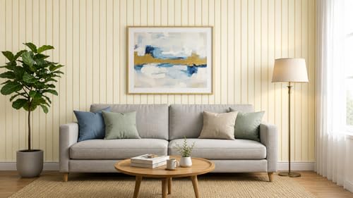 Image of Claiez Wallpaper for Walls | Vertical Wood Wall Stickers for Wall Decor | Self Adhersive Wall Paper for Home Kitchen Living Room and Bedroom | 45 Cm X 500 Cm | (Golden Stripe Wood Grain Wallpaper)