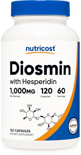 Nutricost Diosmin with Hesperidin (1000mg) Complex 120 Capsules - 500mg of Diosmin and 500mg of Hesperidin per Serving (60 Servings) Vegan GMO-Free Gluten-Free