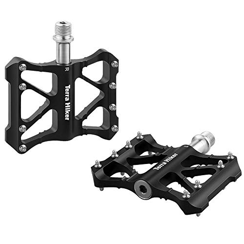 Terra Hiker Pedali MTB Pedali Flat BMX Pedali Bici di Alluminio CNC 9/16 Pollice, con Doppio Cuscinetto (2 Pezzi)