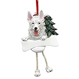 German Shepherd Ornament White with Unique 