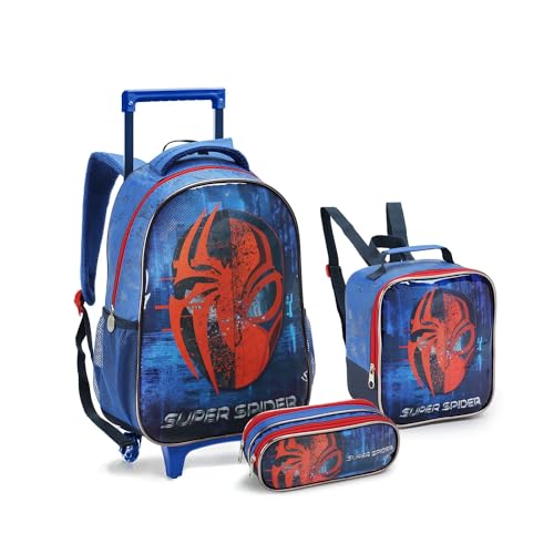 Kit Escolar Infantil Mochila Com Lancheira Térmica e Estojo Super Spider Para Meninos