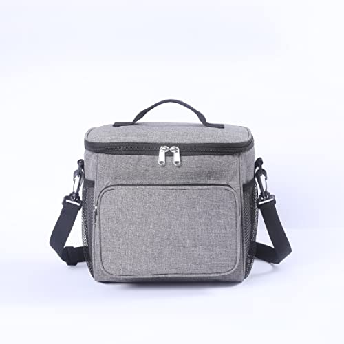 10L Sac Isotherme Repas Femme Homme Étanche Lunch Bag Glaciere Souple Isotherme Repas avec Bandoulière Sac Dejeuner Sac Lunch Box pour Bureau, Pique-nique, École, Camping (Gris) Cover