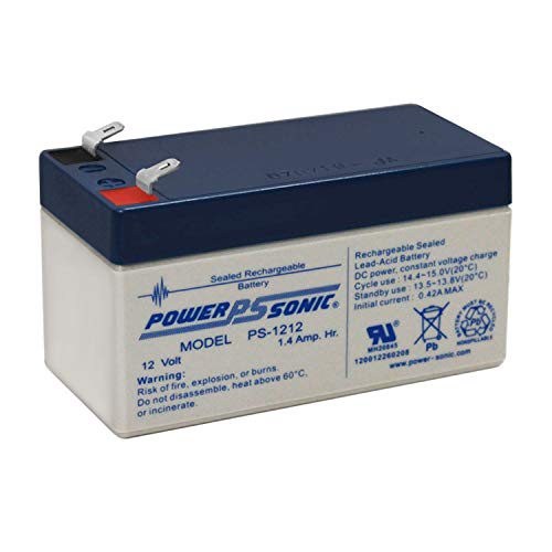 Power-Sonic Rechargeable Sealed Lead Acid Battery PS-1212 12V 1.4 AH @ 20-hr. 12V 1.3 AH @ 10-hr,...
