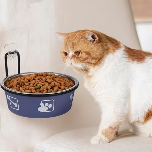 Cuenco Colgante para Gatos Uonlytech de Acero Inoxidable, Pack de 2 Comederos de 12cm con Gancho 7