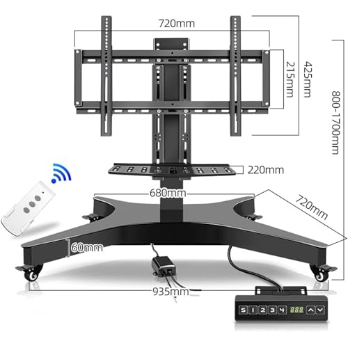 Soporte móvil para TV con ruedas, altura ajustable, motor eléctrico miniatura 2