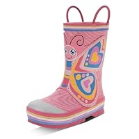 Western Chief Kids Waterproof Printed Rain Boots with Easy Pull-On Handles (Toddler/Little Kid/Big Kid) Pink Bella Butterfly 13 Little Kid Medium