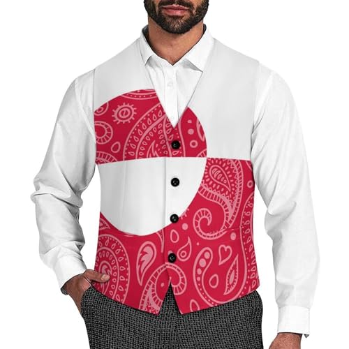 Greenland Flag Paisley Pattern Novelty Men's Suit Vest Funny Formal Dress Vests Business Waistcoat