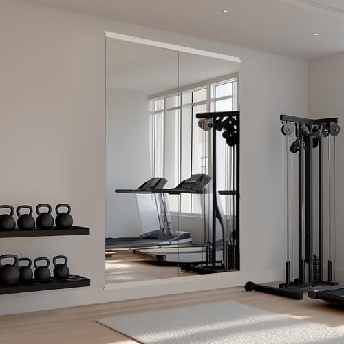 Amorho 56''x22''(Each)-2PCS Gym Mirror, Tempered Glass, Frameless Full Body Mirror for Home, Yoga Studios, Dance Rooms, Garage Gyms.