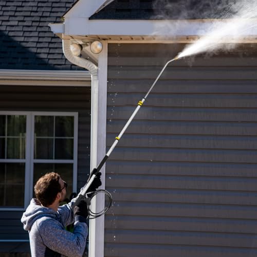 Image of 18 FT Telescoping Pressure Washer Wand with Power Washer Extension Wand, Gutter Cleaner Attachment, 5 Spray Nozzle Tips and 2 Hose Inlet Adapters