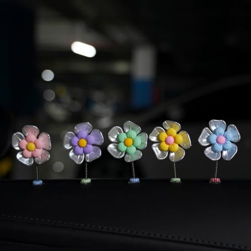 Image of Car Swinging Ornament Cute Flower Car Air Vent Clips Set,Car Accessories Essentials For Women For Cute Girl Car Interior Ornaments Car Decoration Decorative Accessories Car Gifts （8pcs）