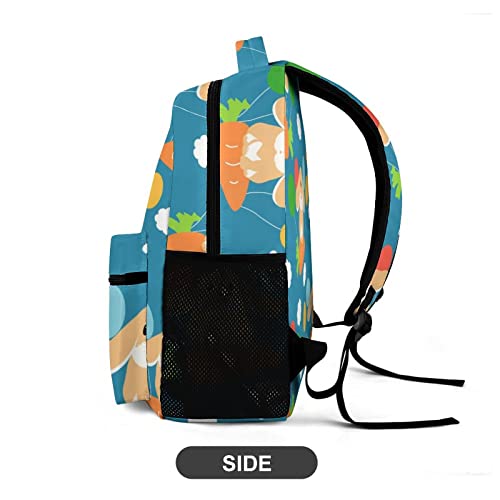 Casual Backpack Bunny Rabbit With Carrots Daily Bag Travel Backpack Large Capacity Bookbag #TOP4