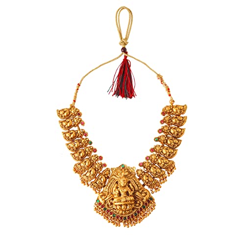 Yellow-Chimes-Jewellery-Set-for-Women-Gold-Plated-Traditional-Temple-Jewelry-Set-Antique-Necklace-Set-with-Earrings-and-Maangtikka-for-Women-and-Girls