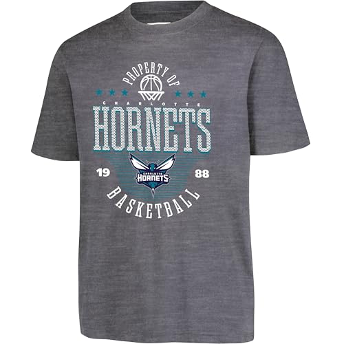 Ultra Game Boys' Super Soft Mad Props T-Shirt,Charlotte Hornets,Heather Charcoal,10-12