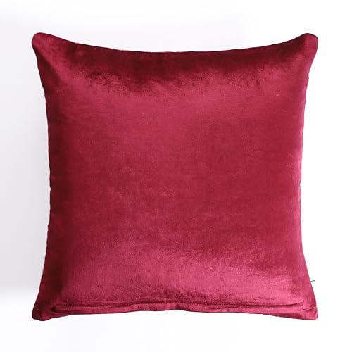 Image of Home- The Best is for You Quilted 18x18 Inch Burgundy Velvet Cushion Cover Pack of 2