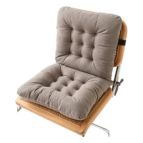 Genérico Cojín Silla con Respaldo 40x40cm, Suave Transpirable con Lazos, Cojín Asiento para Oficina Cocina Jardín Terraza, Grosor 8cm(Marrón)
