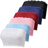 Geyoga 6 Stück Bralette-Bandeau-BH mit floraler Spitze für Damen und Mädchen, nahtlos, trägerlos, dehnbar, Schlauch-Top, hell, XX-Large