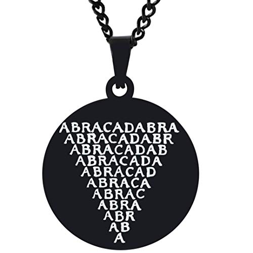 Laser Engraved Magic Word Abracadabra Talisman Healing Stainless Steel Pendant Trendy Necklace Well Polished