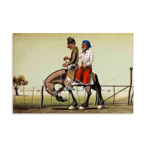 Impression sur toile gauchos Florencio Molina Campos tableau déco rustique appartement