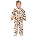 Emelivor Fall Cat Pumpkin Beige Baby Newborn One-Piece Pajamas Infant Footed Pjs with Zipper for Girls Boys Kids