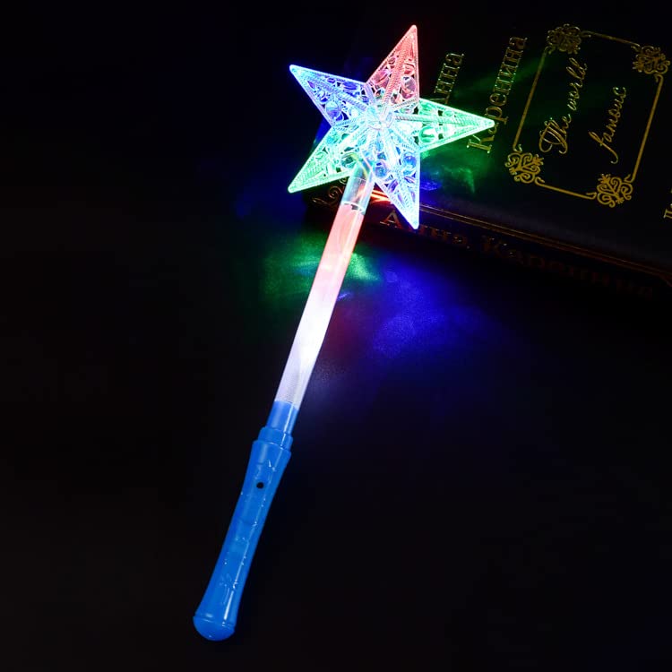 LEEMASING 5 Pcs LED Light Up Wands Magic Wand For Wedding Dance Floor Props,Reception,Concert,Camping (Pentagram)