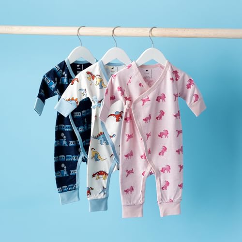 Image of monica + andy Kimono Tie Long Sleeve One Piece, 100% Organic Baby Clothes for Girls & Boys, Preemie, Newborn & Infant
