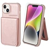 Picture of VANAVAGY Compatible for iPhone 14/13 Wallet Case for Women and Men,Leather Magnetic Clasp Flip Folio Phone Cover with Credit Card Holder and Coin Pocket,Rose Gold