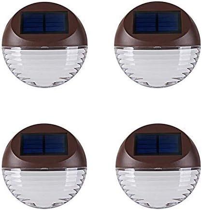 kinna Solar Deck Lighting Wall Lights - 4 Pack Outdoor Wireless Solar Dock Step Road Marker Warm Light for Garden Path Stair Wall Driveway Lighting