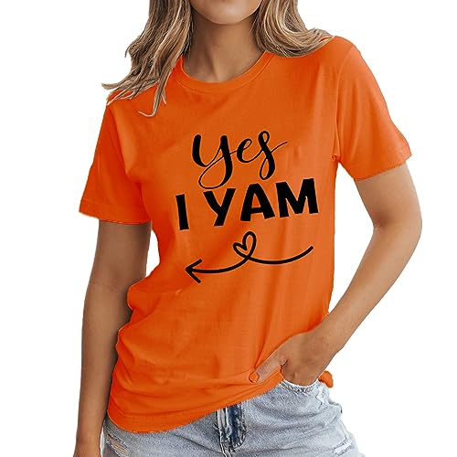 Yzmi Yes I Yam Thanksgiving Shirts For Women Funny Match Shirt For Couples Hearted Tshirts Orange M thumb #2