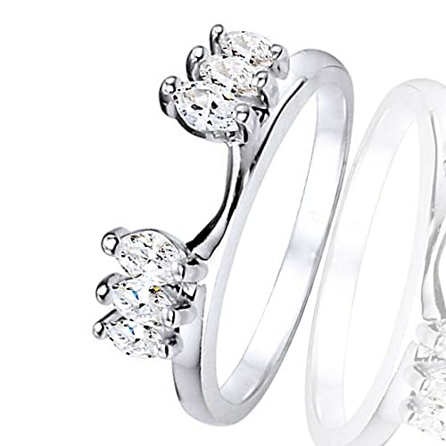 Marquise Cut White Diamond 14K White Gold Finish 925 Sterling Silver Diamond Engagement Wedding Ring Wrap Enhancer for Women2