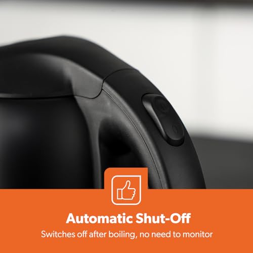 GEEPAS Electric Kettle | 1.8L Cordless Stainless Steel Jug Kettle with LED Indicator for Hot Water Tea Coffee | Boil Dry Auto Shut Off Water Gauge | Swivel Base with Auto Lid Open | 1800W Matte Black - Image 5