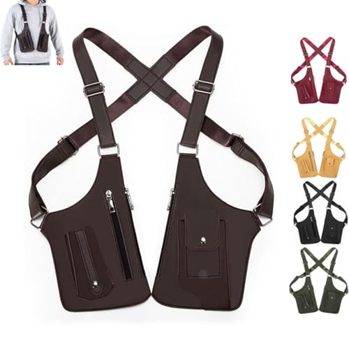 Double shoulder armpit bag en cuir étanche sacoche aisselle homme
