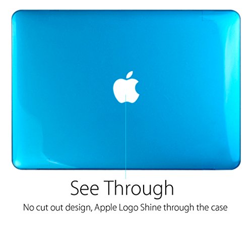 Ueswill Compatible With 3 In 1 Glossy Crystal Hard Case For Macbook Pro (Retina, 13 Inch, Late 2012/2013/2014/Early 2015), Model A1502/A1425, No Cd Rom + Keyboard Cover And Screen Protector, Aqua Blue #TOP2