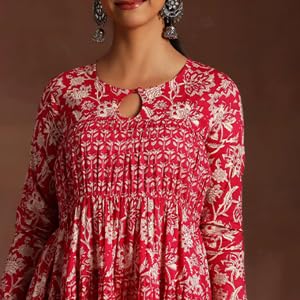 Image of Libas Printed Cotton A-Line Kurta With Churidar and Dupatta