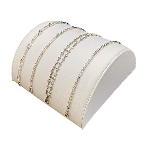 N'icePackaging 1 Qty - Ethereal White Leatherette Half Moon Free-Standing Display - 5.1