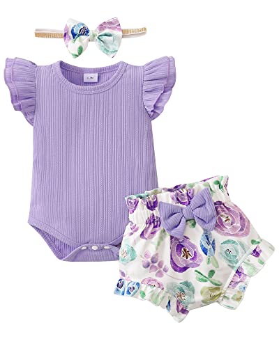 SUNNY PIGGY Baby Girl Clothes Infant Newborn Girls Summer Outfits Baby Clothing Romper Shorts Set 0-3 3-6 6-12 12-18 Months