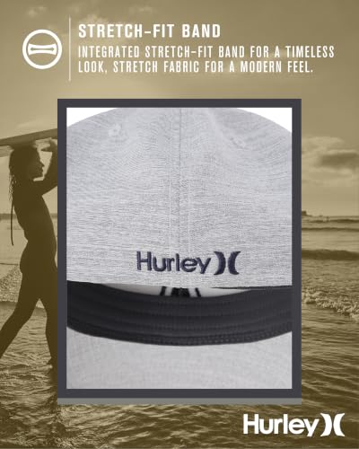 Image of Hurley Mens Baseball Cap - Moisture Wicking Curved Brim Flexfit Fitted Hats for Men with H2O-Dri Sweatband (Sizes: S-XL)