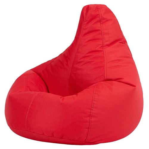 Bean Bag Bazaar Dalton Kids Bean Bag, Red, Water Resistant, Gaming Chair for Kids, Beanbag for Indoor and Outdoor Use with Filling Included, Childs Chair ideal for Bedroom, Playroom, Garden