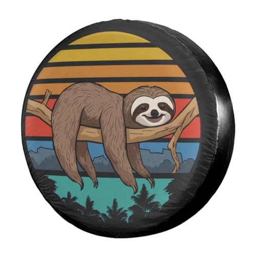 Image of Delerain Sloth Spare Tire Covers Waterproof Dust-Proof Spare Wheel Cover Universal Fit for Trailer, RV, SUV, Truck and Many Vehicle (17 Inch for Diameter 31 inch-33 inch)