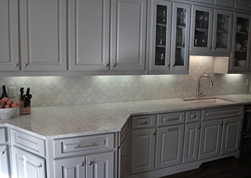 Arabesque Lantern Shape White Glass Mosaic Tiles Backsplash Wall #TOP5