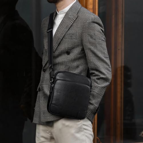 Image of Augus Leather Messenger Crossbody Bag for Men Fits Work Business Casual
