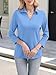ORANDESIGNE Women's 3/4 Sleeves V Neck Polo Shirts Casual Summer Tops Basic Collar Cute Tees Light Blue