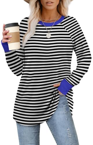 Image of XIEERDUO Womens Tunic Tops to Wear with Leggings Long Sleeve Thumb Hole Shirts Crew Neck Curved Hem
