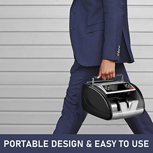 Bill Counter Machine Money Counter Machine With Counterfeit Bill Detector(Uv/Mg/Ir/Dbl/Hlf/Chn), Cash Counter With Led Display, Portable Bill Counting Machine Hidden Handle, 6 Modes, Fast Counting #TOP4