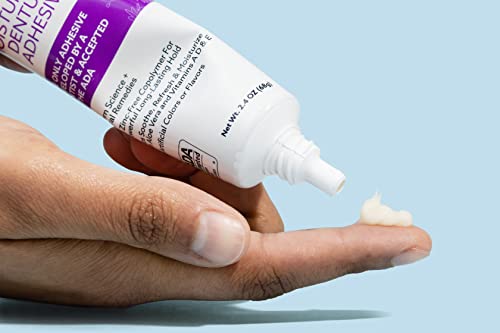 Dr. B Dental Solutions Adhesadent Moisturizing Denture Adhesive - Secure Denture Glue with Strong Grip & Natural Taste - Zinc-Free Dental Adhesive for Dentures, Overdentures - 2.4 oz