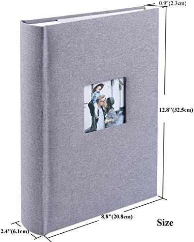 1DOT2 Photo Album 4x6 Hold 402 Photos with Memo Slip-in Pockets Photo Book, Linen Cover Picture Photo Albums with Writing Space for Wedding Family Baby Vacation Mother's Day Grey