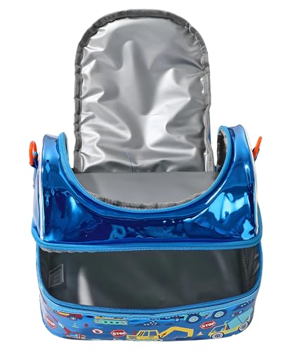 Image of Kids Double Decker Cooler Insulated Lunch Bag Large Tote for Boys, Girls, Men, Women, with Adjustable Strap (DBL-BAG-CONSTRUCTION-05)