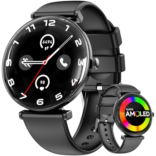 Image of Hwagol Smart Watches for Women with Android iPhone Compatible[Calls /Metal Thin Body],1.43 inch Micro-Spherical AMOLED Screen,Sports Watch with Sleep /Heart Rate Monitor (Pure Black)