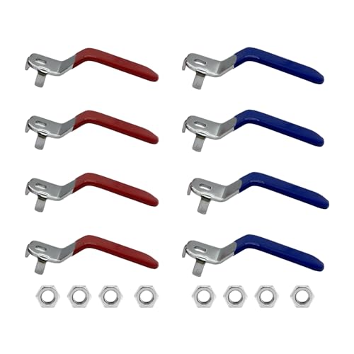 TTBellok 8 Pcs Iron Ball Valve Handle, Lever Handle for Replacement Quarter Turn Spigot with Hole Size 5 X 8 X 2 mm Blue and Red