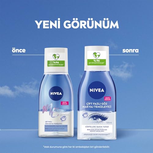 NIVEA Çift Fazlı Göz Makyaj Temizleyici 125 ml,Biotin,Kirpik Bakımı,Suya Dayanıklı Maskara ve Makyaj