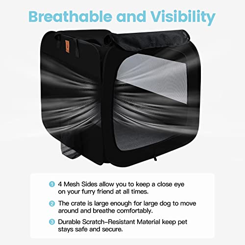 Ouhou Folding Dog Travel Crate Carrier For Medium Dogs Portable Soft-Sided Pet Kennel 30"X 18"X 18" Collapsible Enclosure For Large Puppy. #TOP6